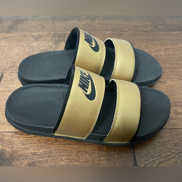 Nike Off-Court Gold & Black Duo Revive Foam Slides Size 7 - Picture 3 of 7